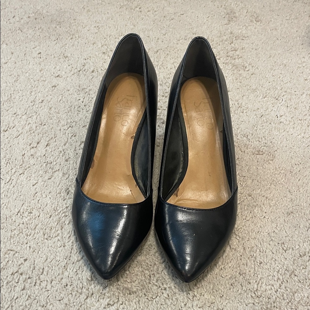 Franco Sarto Black Leather Wedges - Picture 2 of 2
